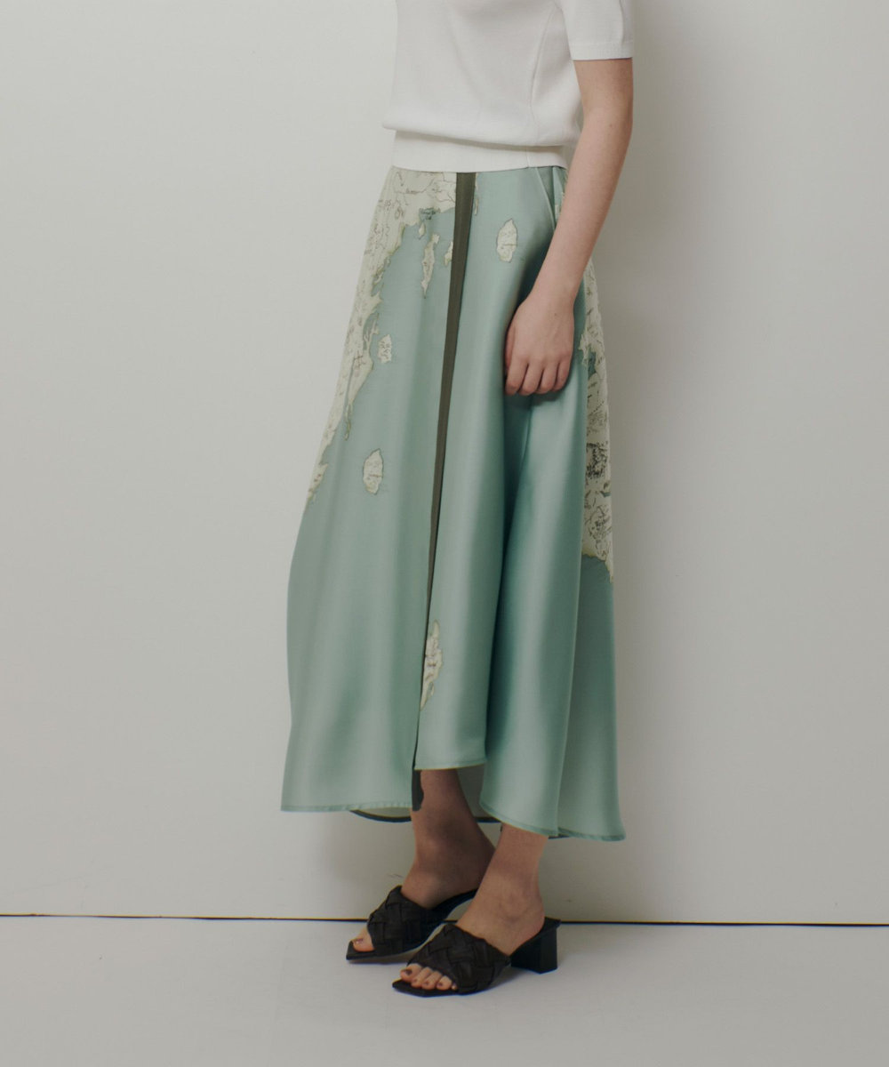 allureville マッププリントフレアラップスカート ミントグリーン (73)