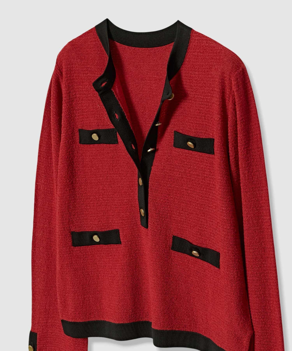 allureville バイカラーヘンリーネックプルオーバー レッド (43)