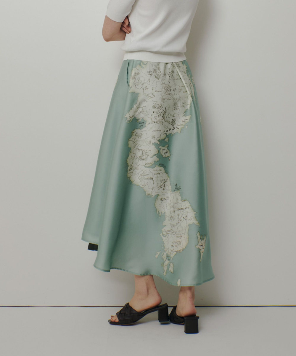 allureville マッププリントフレアラップスカート ミントグリーン (73)