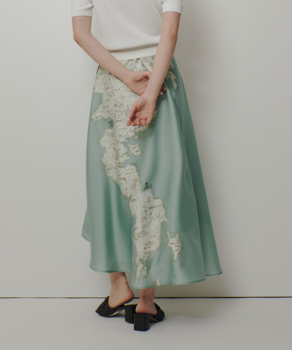 allureville マッププリントフレアラップスカート ミントグリーン (73)