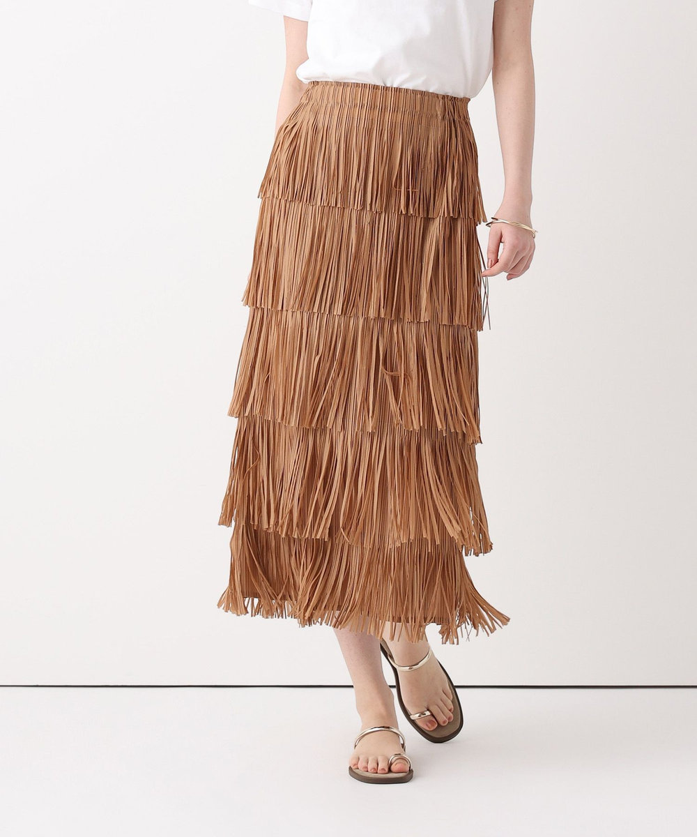 allureville プリーツフリンジスカート タン (18)