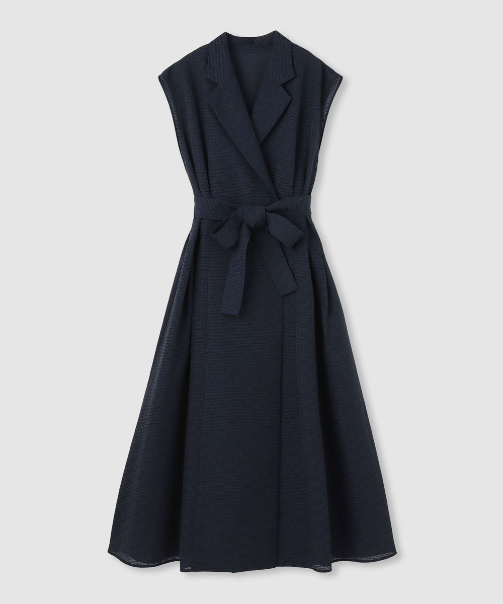 LOULOU WILLOUGHBY 【LOULOU WILLOUGHBY】シアージャガードテーラーワンピース ネイビー (65)