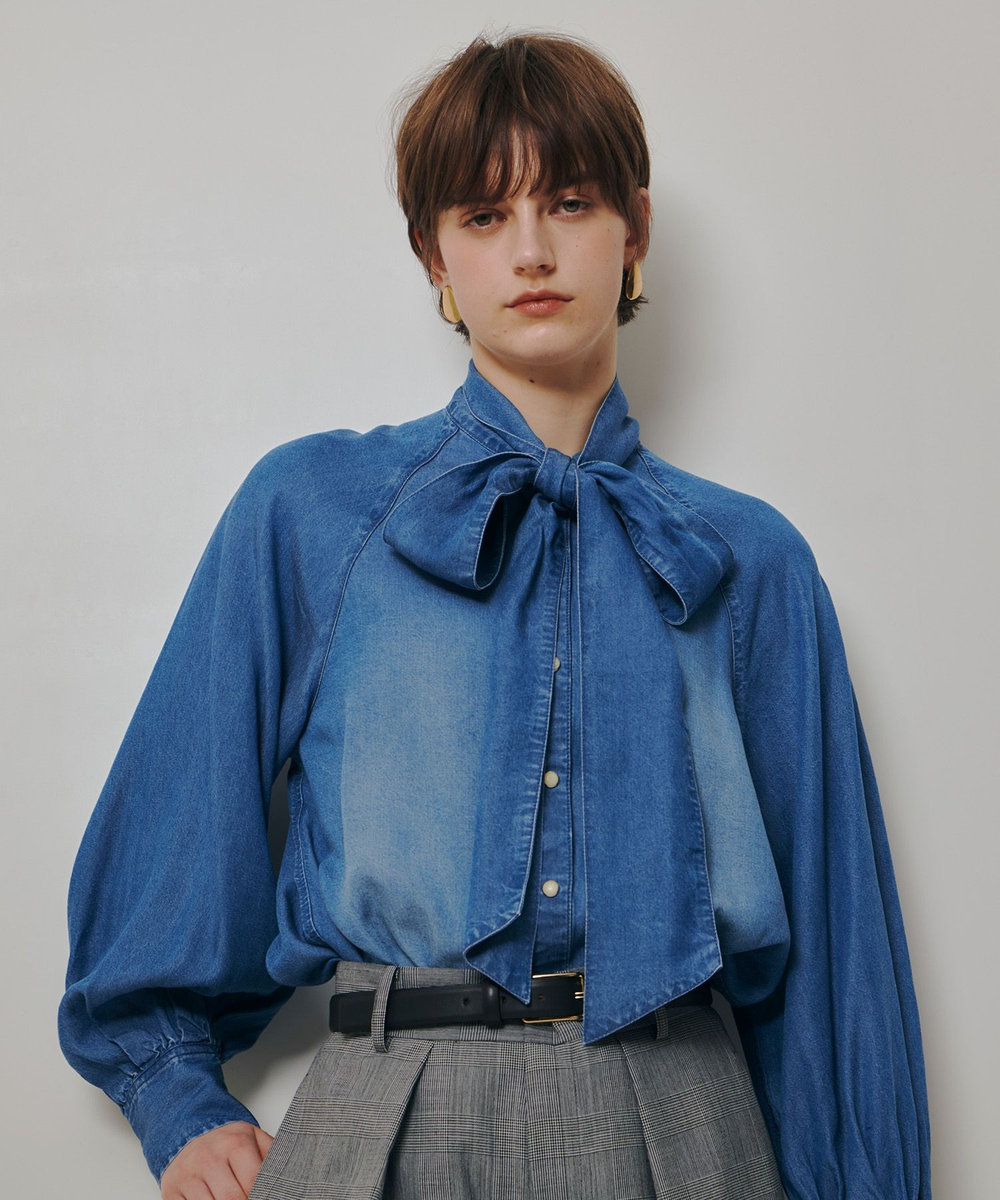 WEB・一部店舗別注】デニムボウブラウス|allureville OFFICIAL SITE