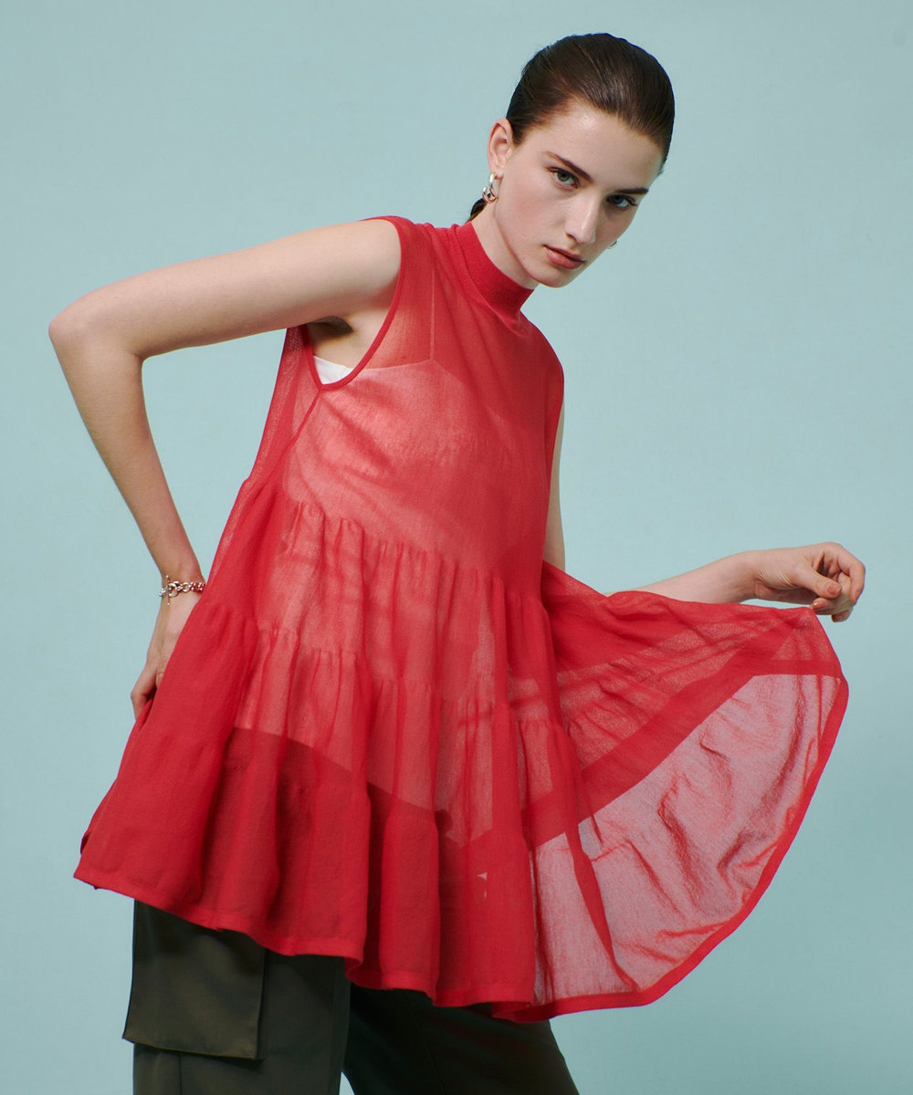 allureville シアーティアードチュニック レッド (43)