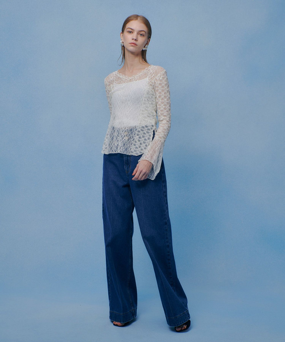 LOULOU WILLOUGHBY 【LOULOU WILLOUGHBY】ベルスリーブレースプルオーバー オフホワイト (02)