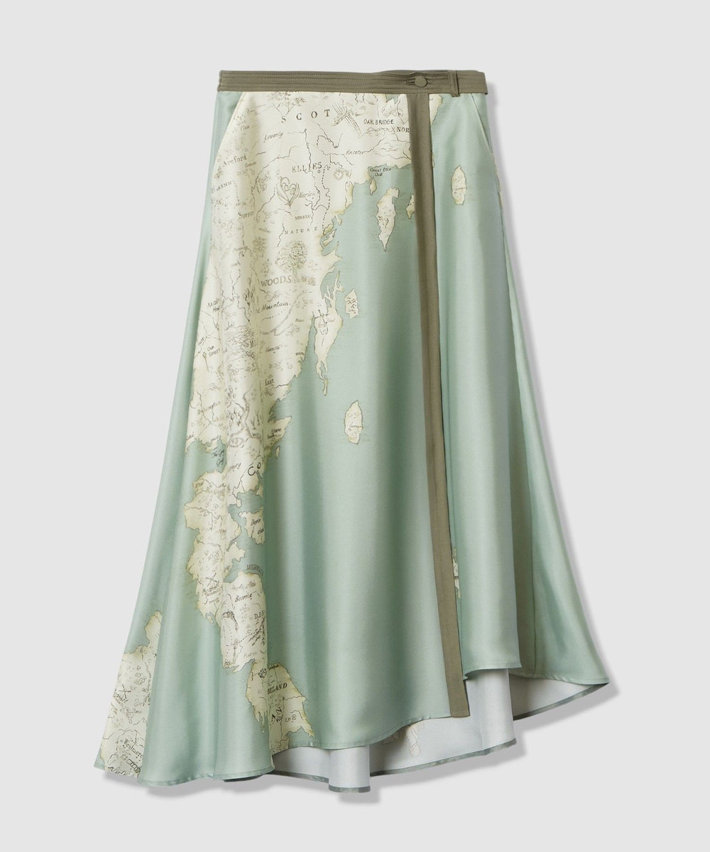 allureville マッププリントフレアラップスカート ミントグリーン (73)