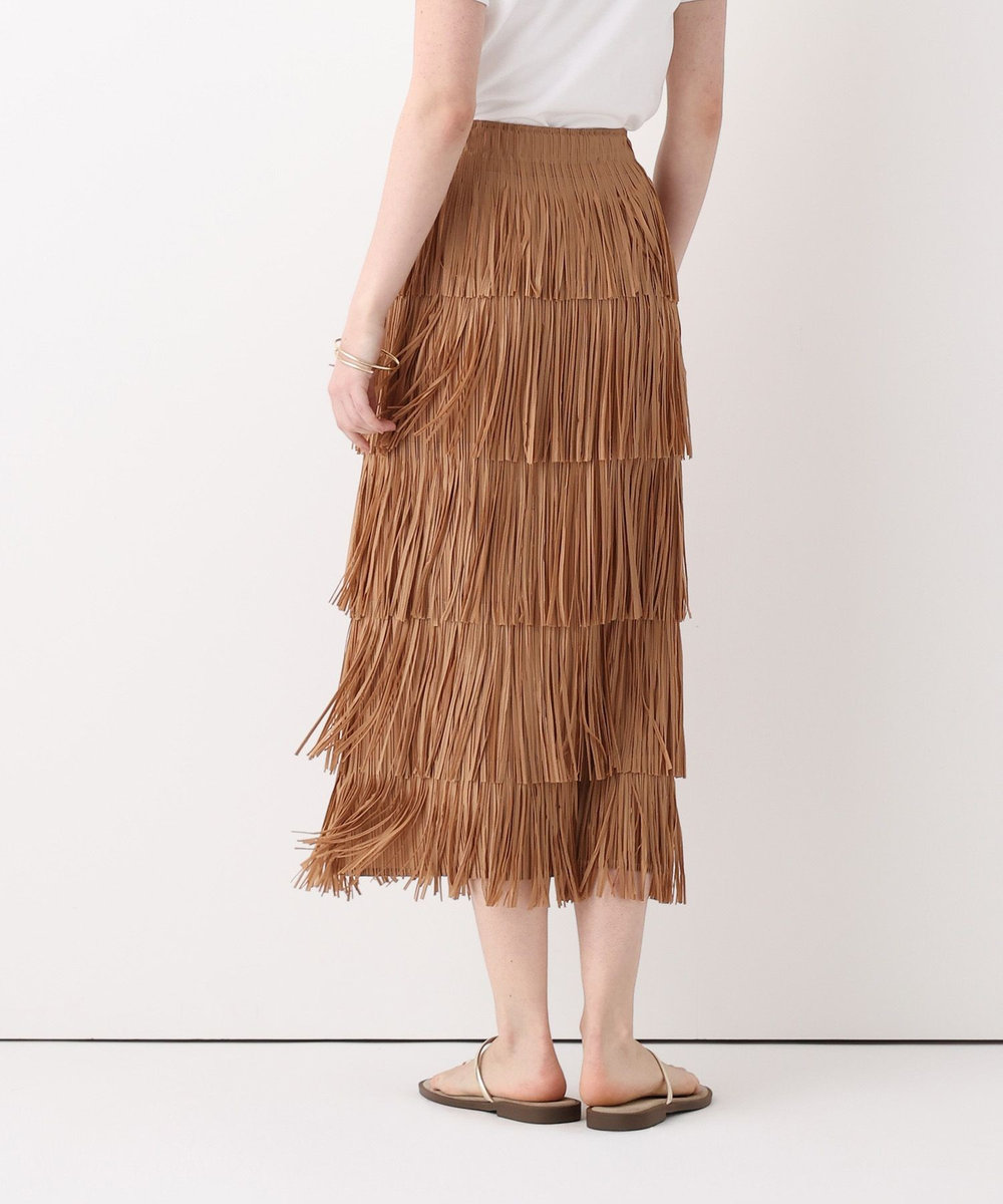 allureville プリーツフリンジスカート タン (18)
