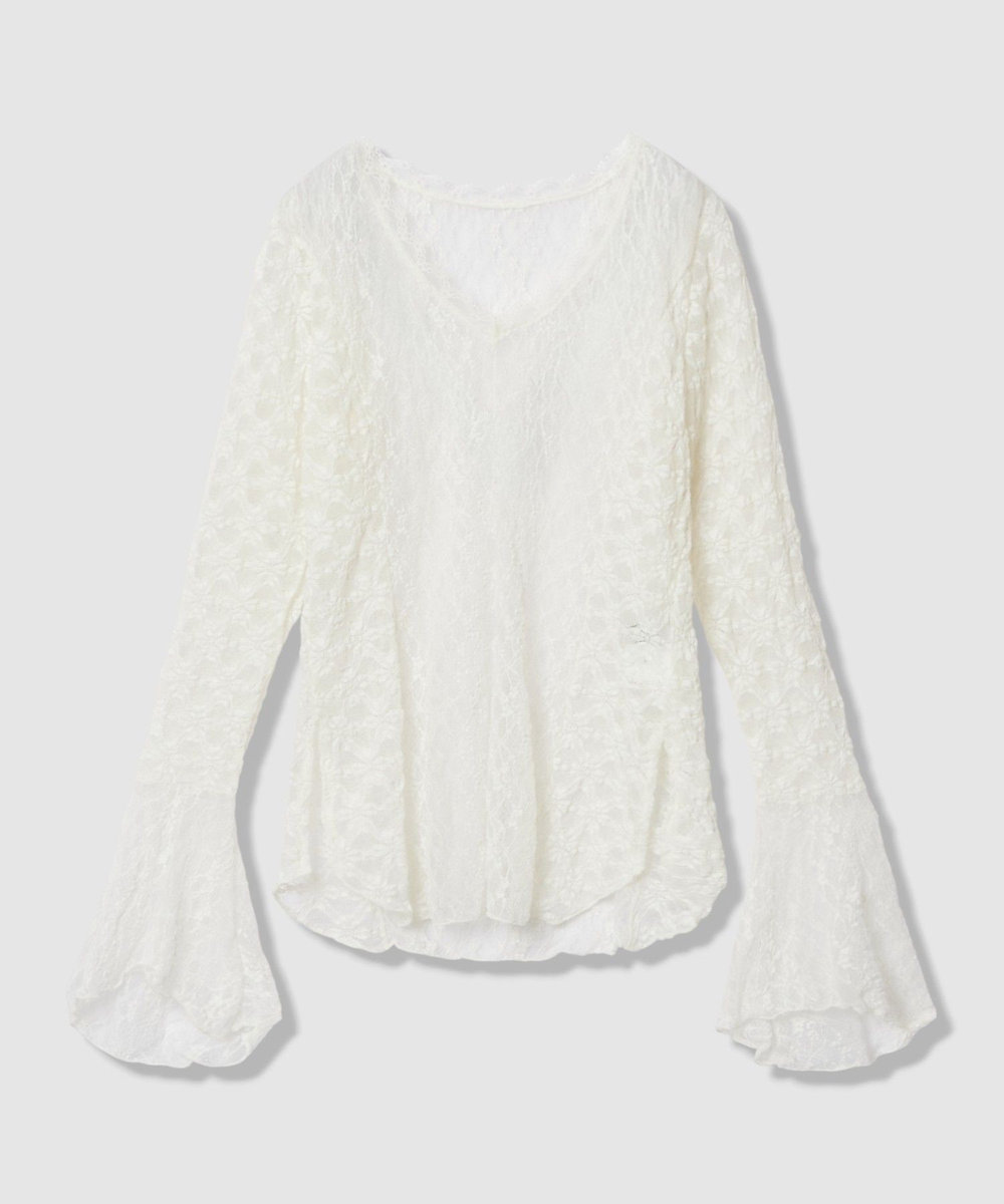 LOULOU WILLOUGHBY 【LOULOU WILLOUGHBY】ベルスリーブレースプルオーバー オフホワイト (02)