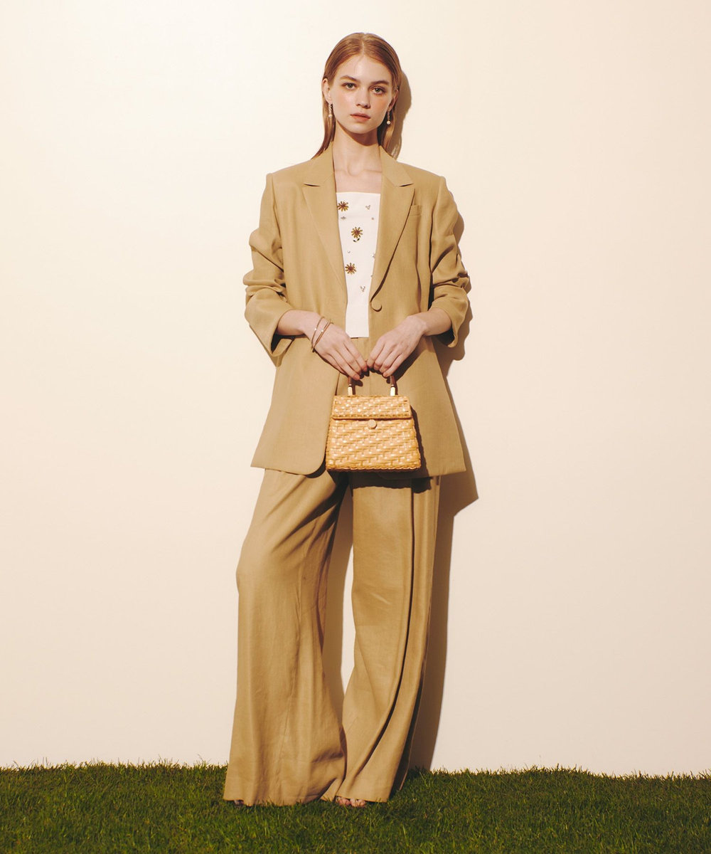 LOULOU WILLOUGHBY NALYA リネンストレッチベルトジャケット ベージュ (11)