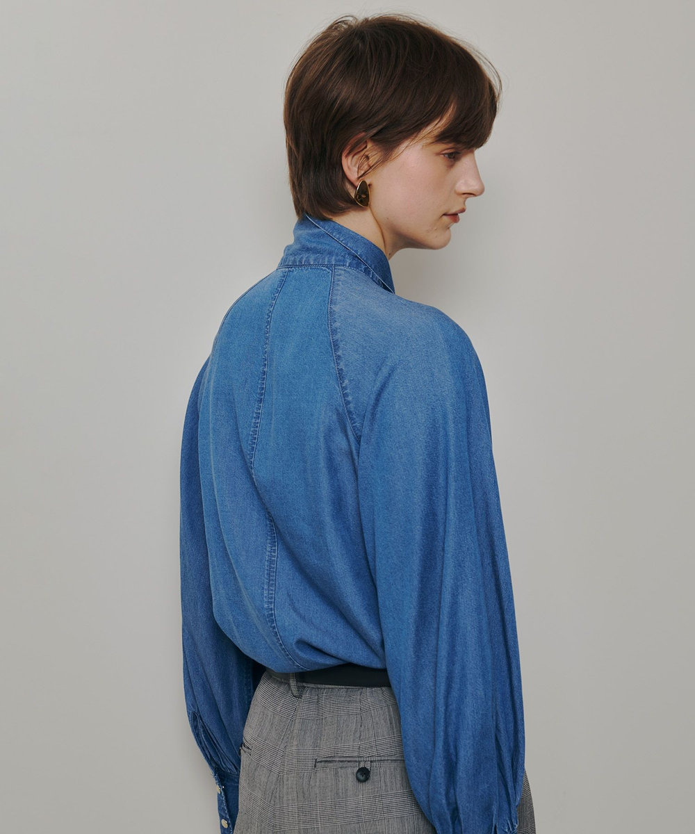 allureville 【WEB・一部店舗別注】デニムボウブラウス ブルー系 (68)