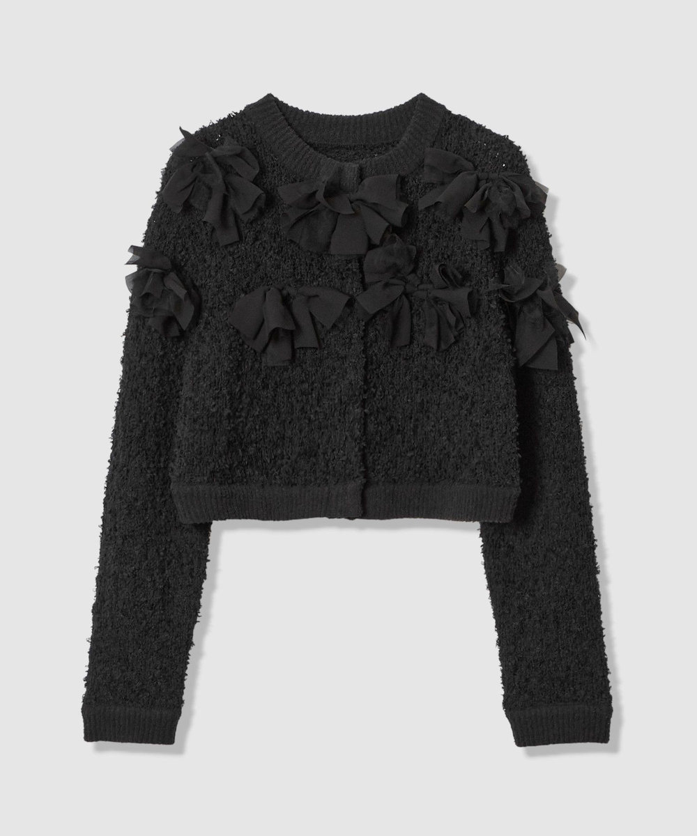 LOULOU WILLOUGHBY 【LOULOU WILLOUGHBY】ペタルパピヨンカーディガン ブラック (95)