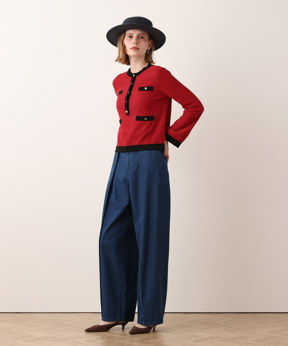 allureville バイカラーヘンリーネックプルオーバー レッド (43)