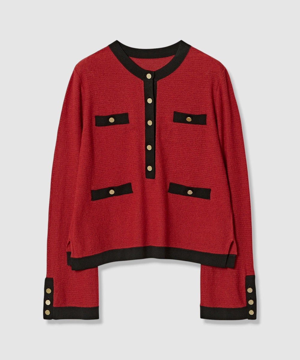 allureville バイカラーヘンリーネックプルオーバー レッド (43)