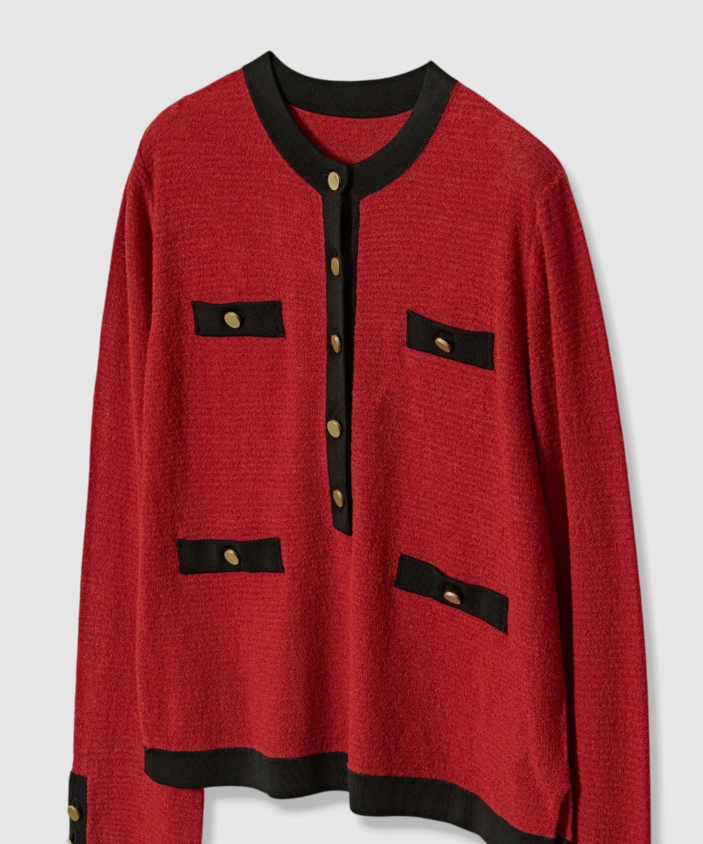 allureville バイカラーヘンリーネックプルオーバー レッド (43)