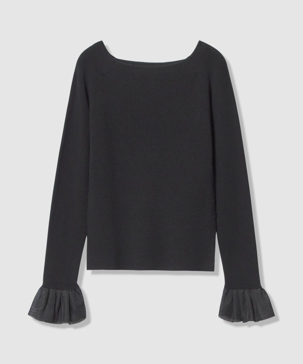 allureville 2WAYネックフリルカフプルオーバー ブラック (95)