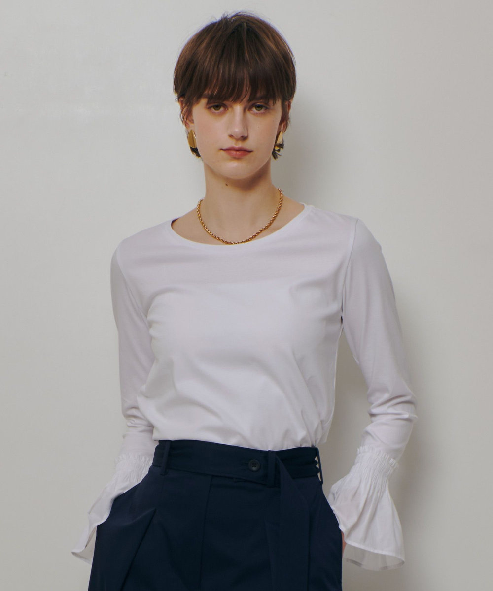 allureville 刺繍プリーツカフスプルオーバー オフホワイト (02)