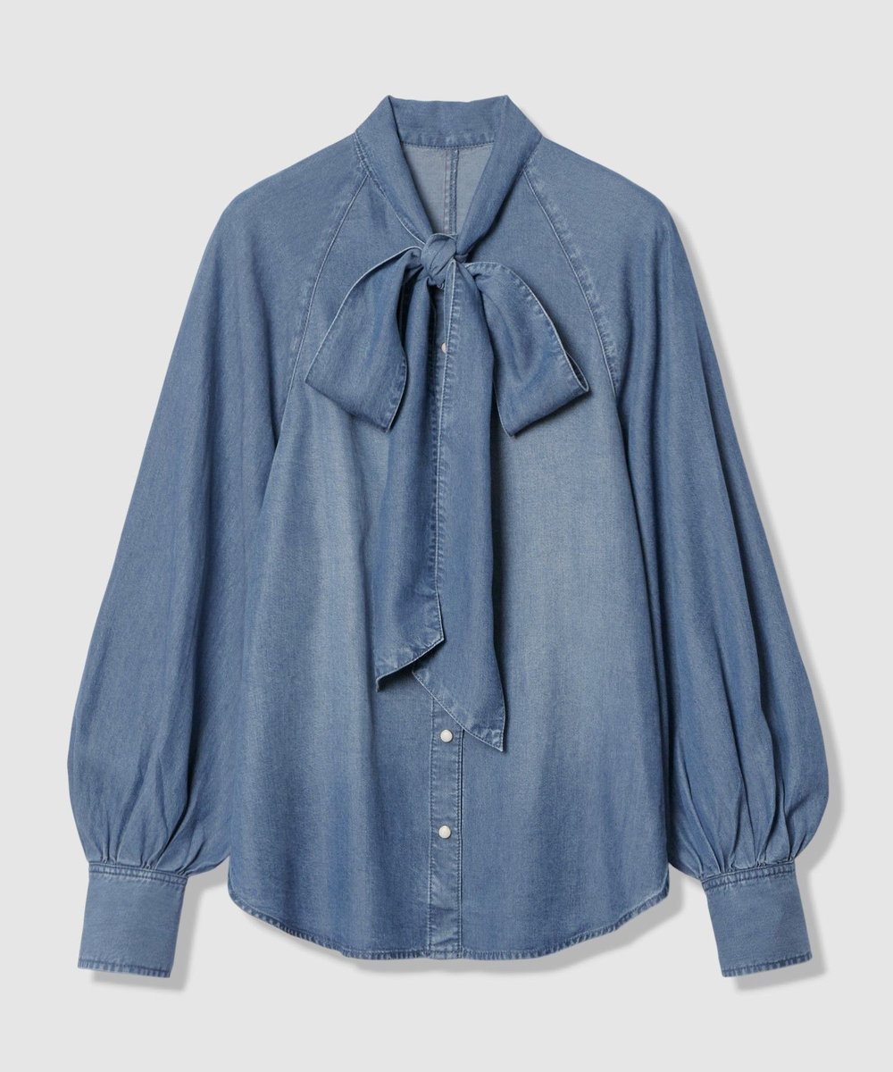allureville 【WEB・一部店舗別注】デニムボウブラウス ブルー系 (68)