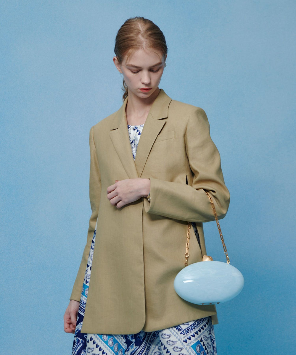 LOULOU WILLOUGHBY NALYA リネンストレッチベルトジャケット ベージュ (11)