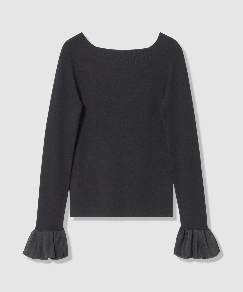 allureville 2WAYネックフリルカフプルオーバー ブラック (95)
