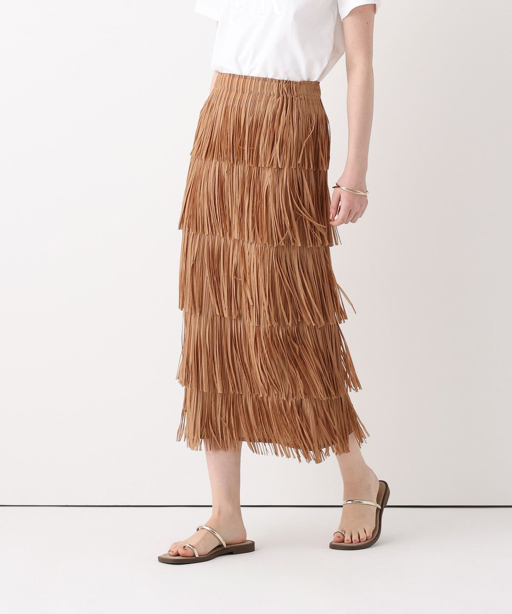 allureville プリーツフリンジスカート タン (18)