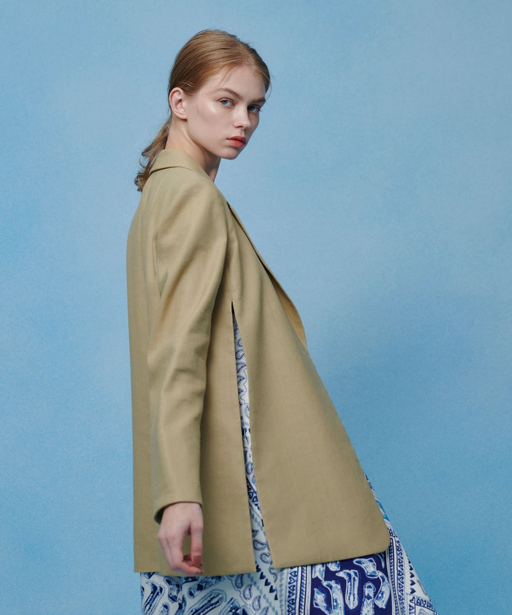 LOULOU WILLOUGHBY NALYA リネンストレッチベルトジャケット ベージュ (11)