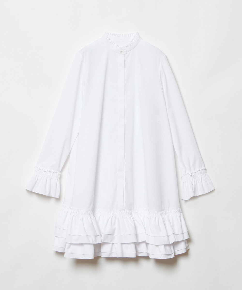 LOULOU WILLOUGHBY ティアードフリルワンピース ホワイト (01)