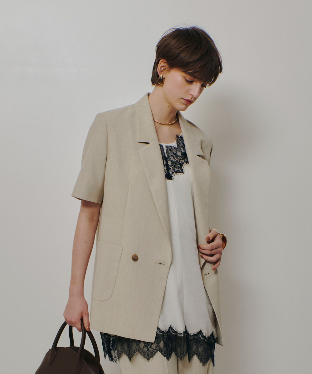 allureville ハーフスリーブジャケット ベージュ (11)