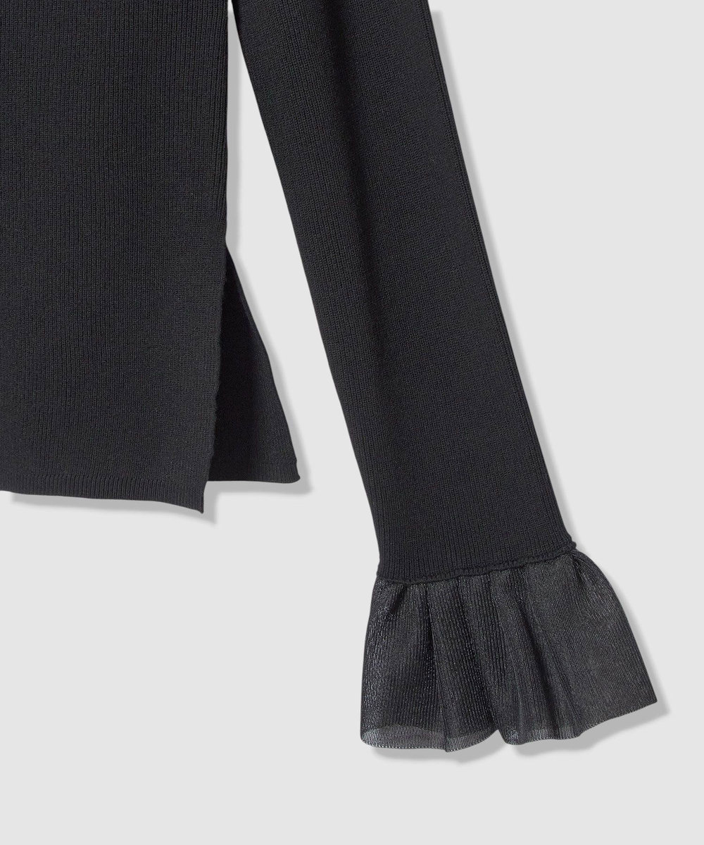 allureville 2WAYネックフリルカフプルオーバー ブラック (95)