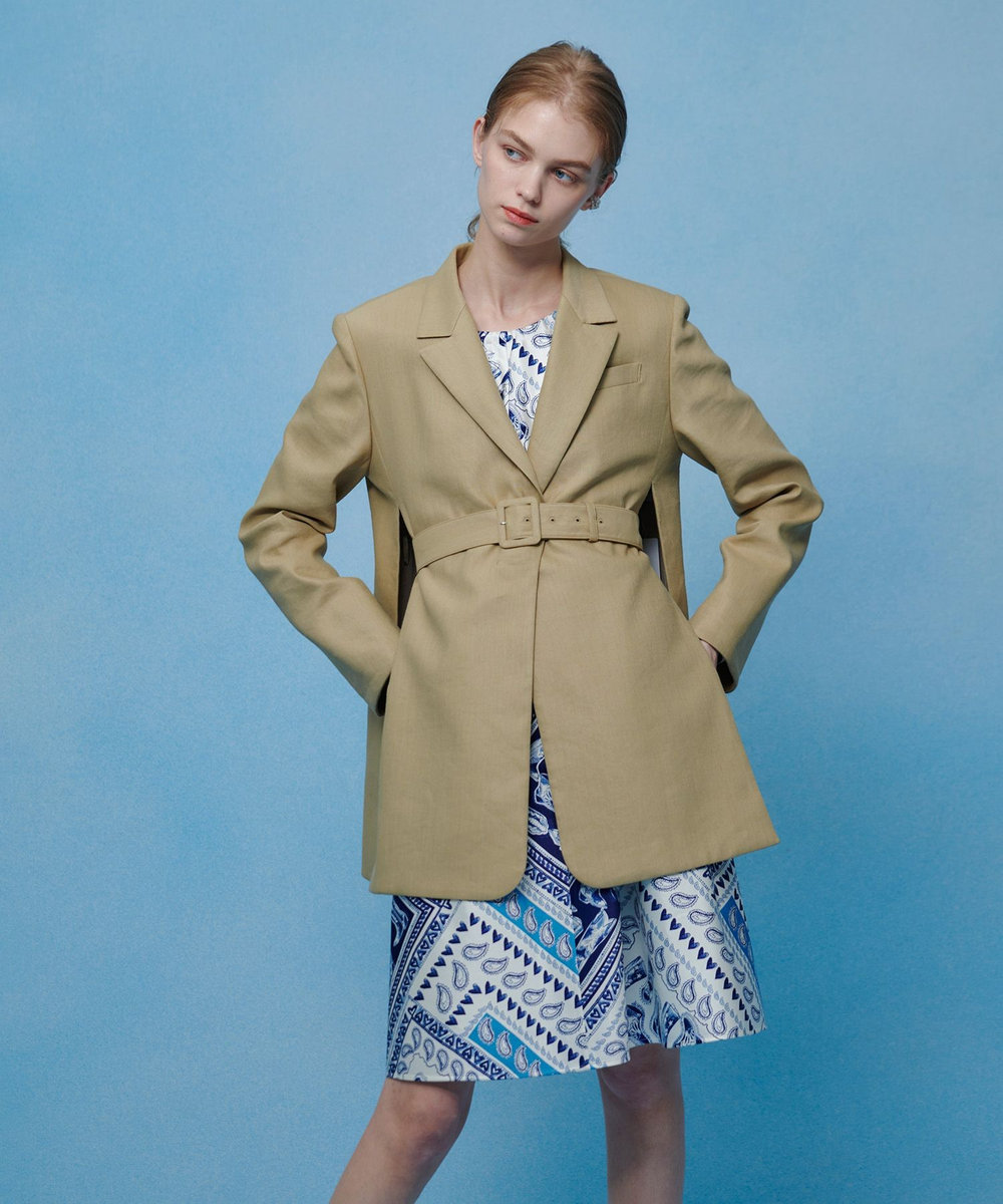 LOULOU WILLOUGHBY NALYA リネンストレッチベルトジャケット ベージュ (11)