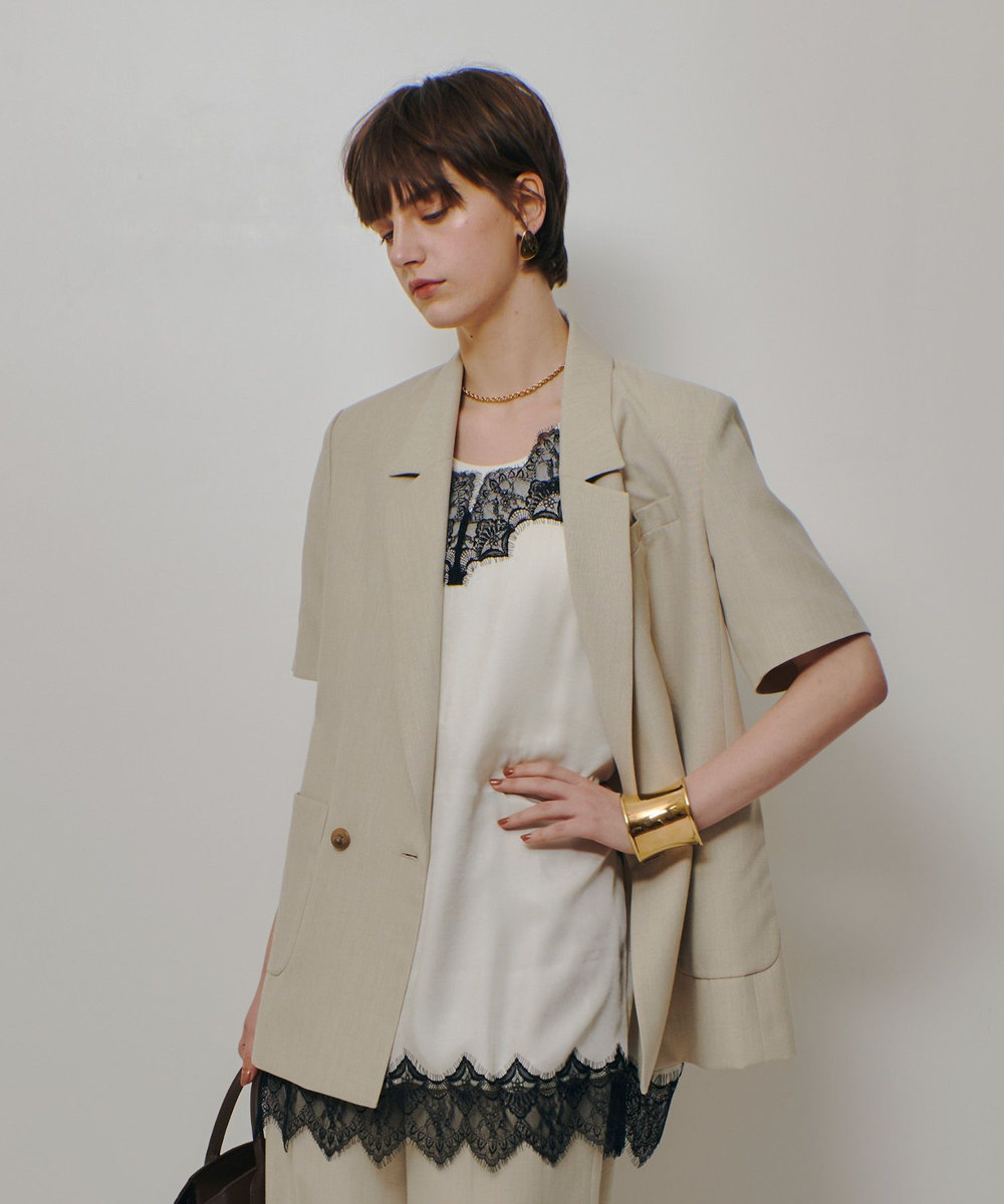 allureville ハーフスリーブジャケット ベージュ (11)