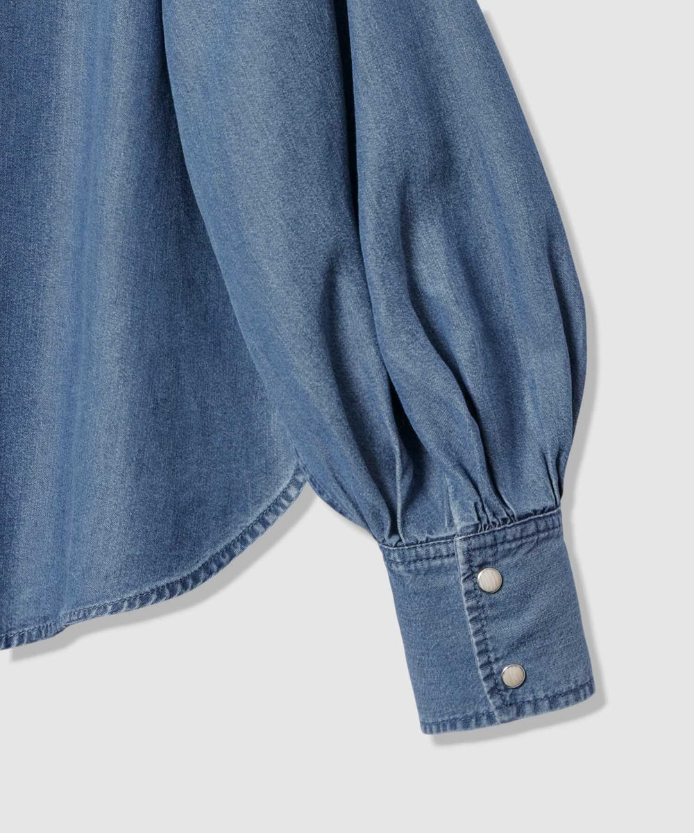 allureville 【WEB・一部店舗別注】デニムボウブラウス ブルー系 (68)
