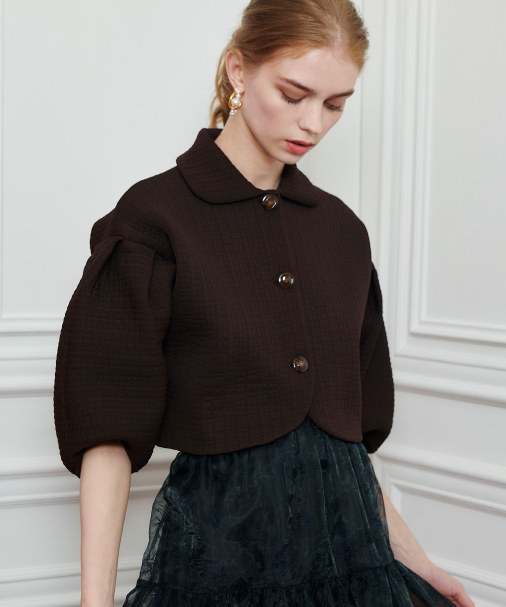 LOULOU WILLOUGHBY】ダブルジャガードパフニットジャケット