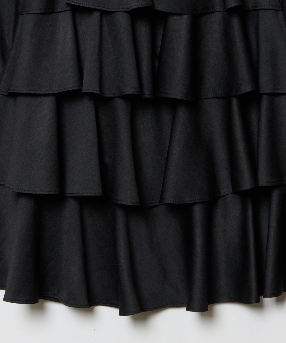 allureville ソフトサテンバックフリルナロースカート ブラック (95)