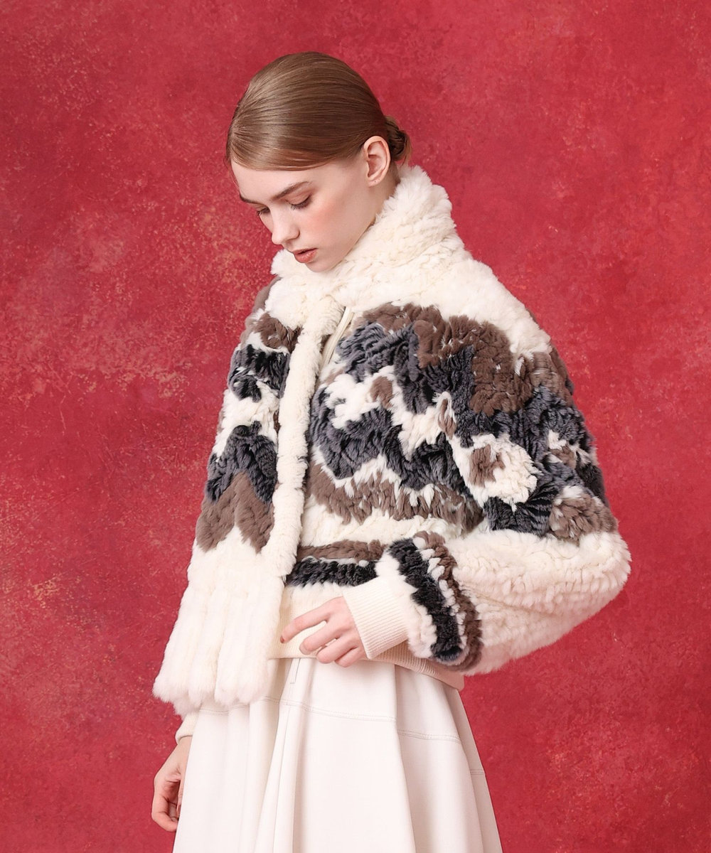 LOULOU WILLOUGHBY ラビットファーマフラー ホワイト系 (08)