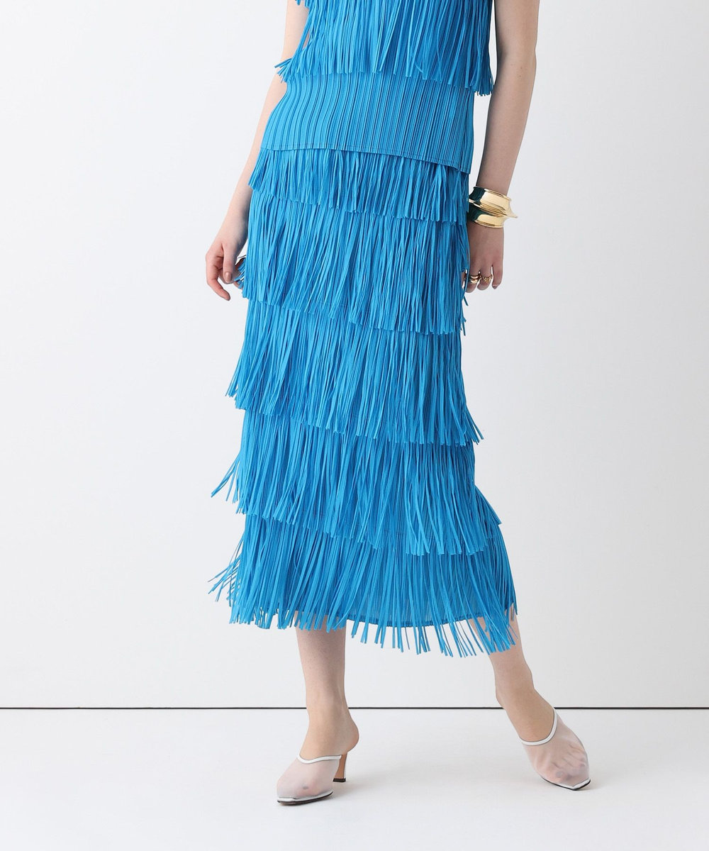 allureville プリーツフリンジスカート ターコイズ (64)
