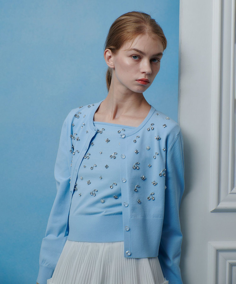 LOULOU WILLOUGHBY】CHERRYビジューカーディガン|allureville OFFICIAL