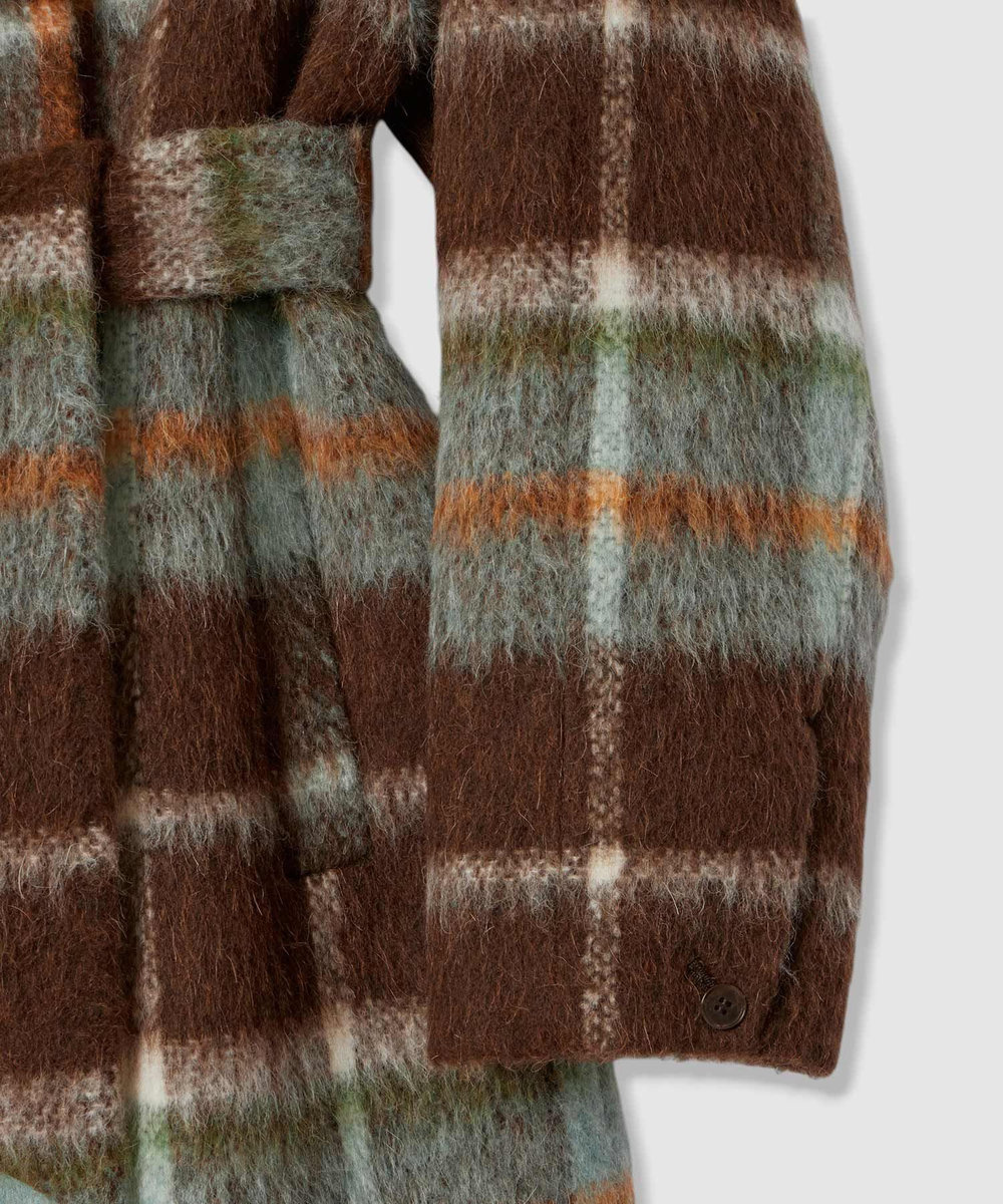 allureville シャギーチェックベルテッドコート ブラウン系 (88)