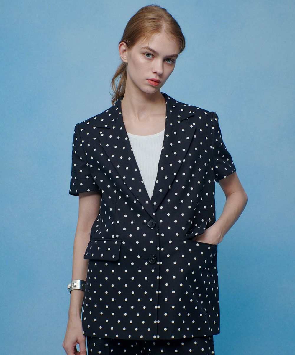 LOULOU WILLOUGHBY】リネン混ドットハーフスリーブジャケット