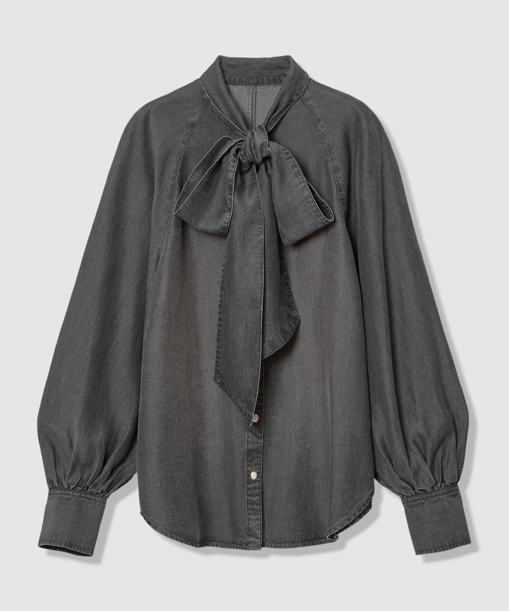 allureville 【WEB・一部店舗別注】デニムボウブラウス ブラック系 (98)