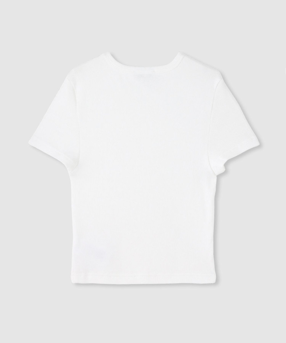 buying 【SPORTY&RICH(スポーティーアンドリッチ)】LOGO RIBBED BABY TEE ホワイト (01)