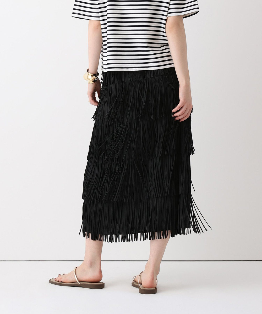 allureville プリーツフリンジスカート ブラック (95)