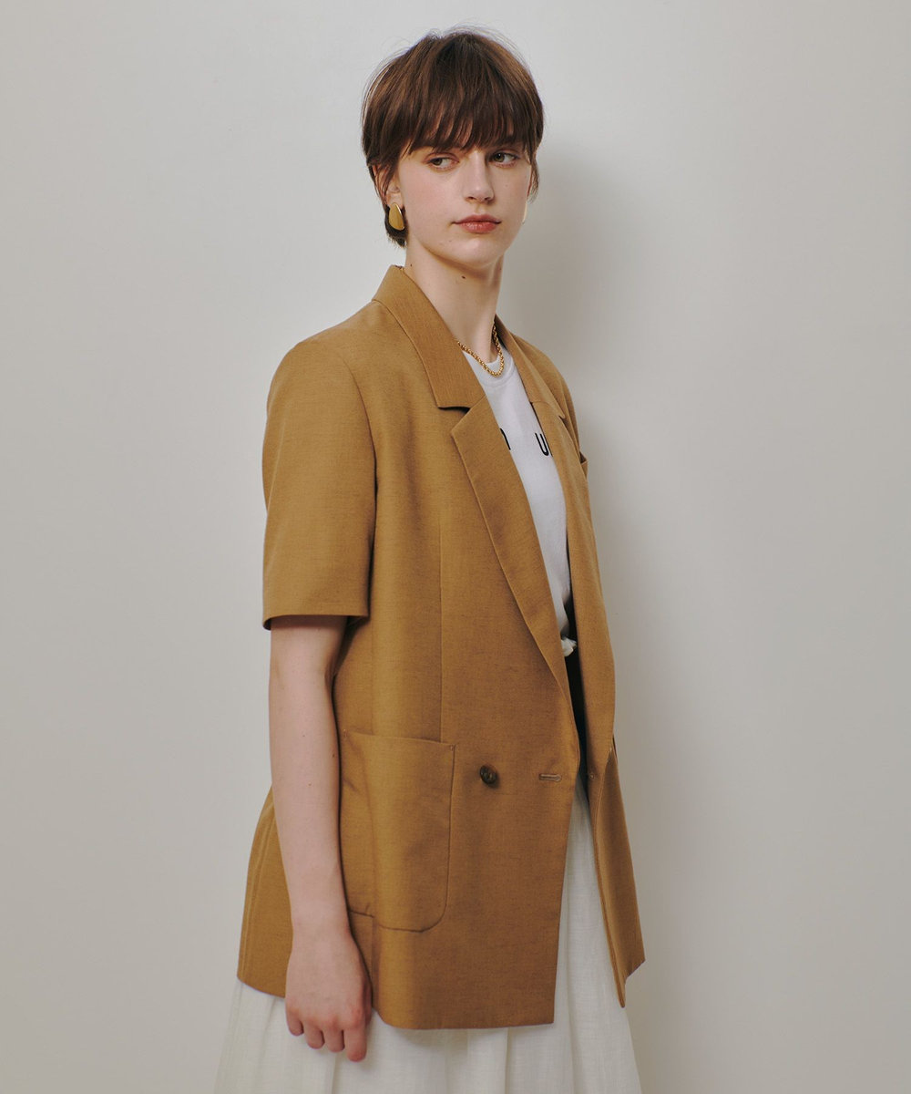 allureville ハーフスリーブジャケット キャメル (84)