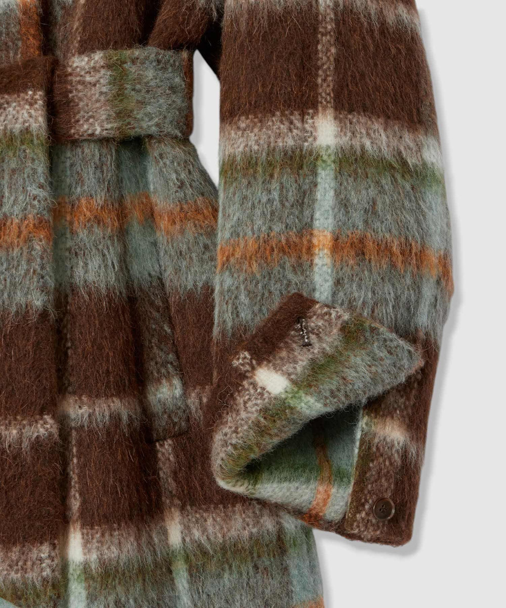 allureville シャギーチェックベルテッドコート ブラウン系 (88)