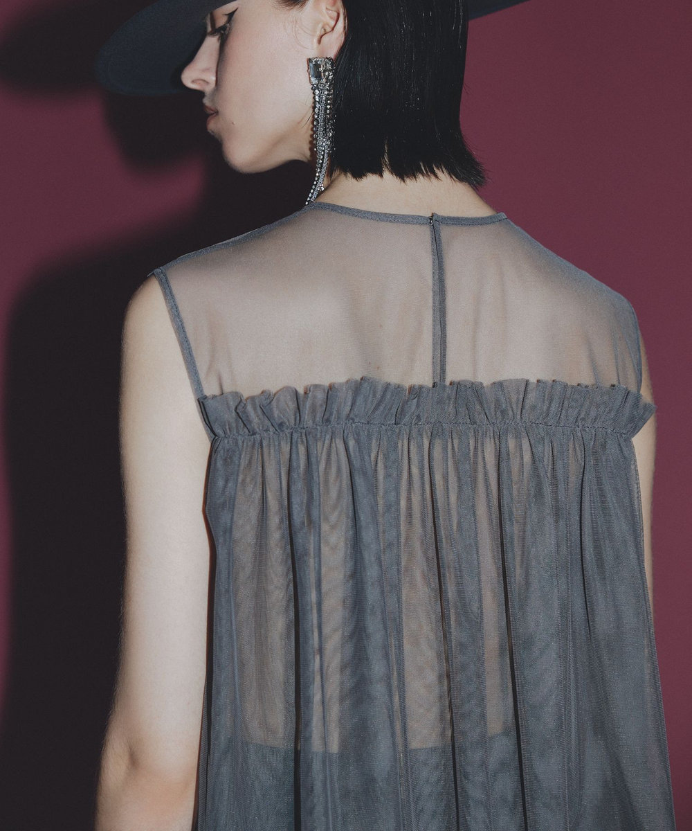 LOULOU WILLOUGHBY 【LOULOU WILLOUGHBY】チュールブラウス グレー (92)