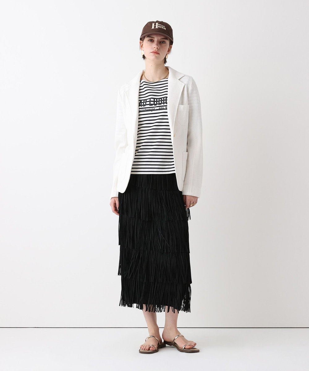 allureville プリーツフリンジスカート ブラック (95)