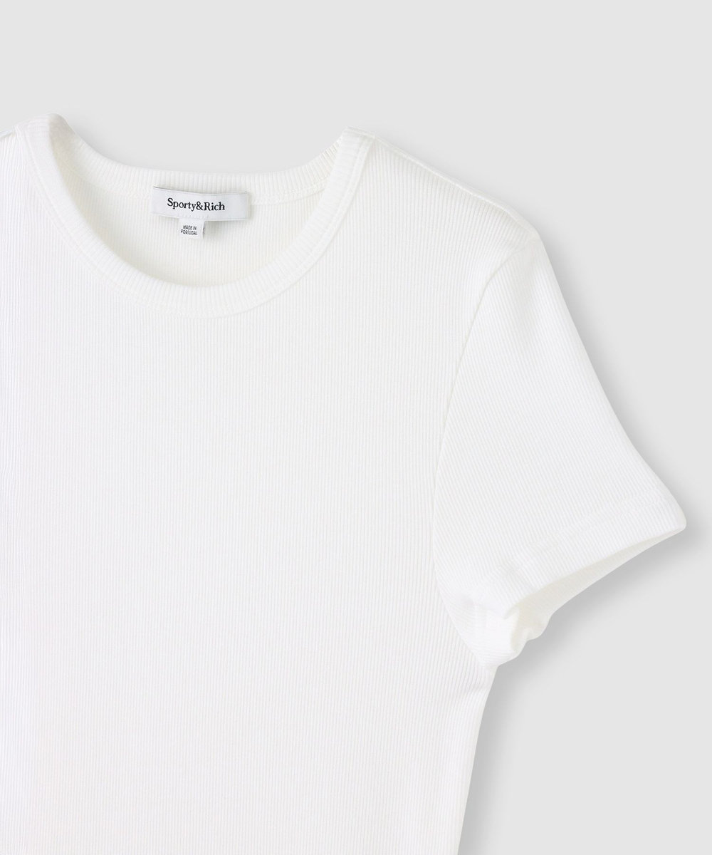 buying 【SPORTY&RICH(スポーティーアンドリッチ)】LOGO RIBBED BABY TEE ホワイト (01)