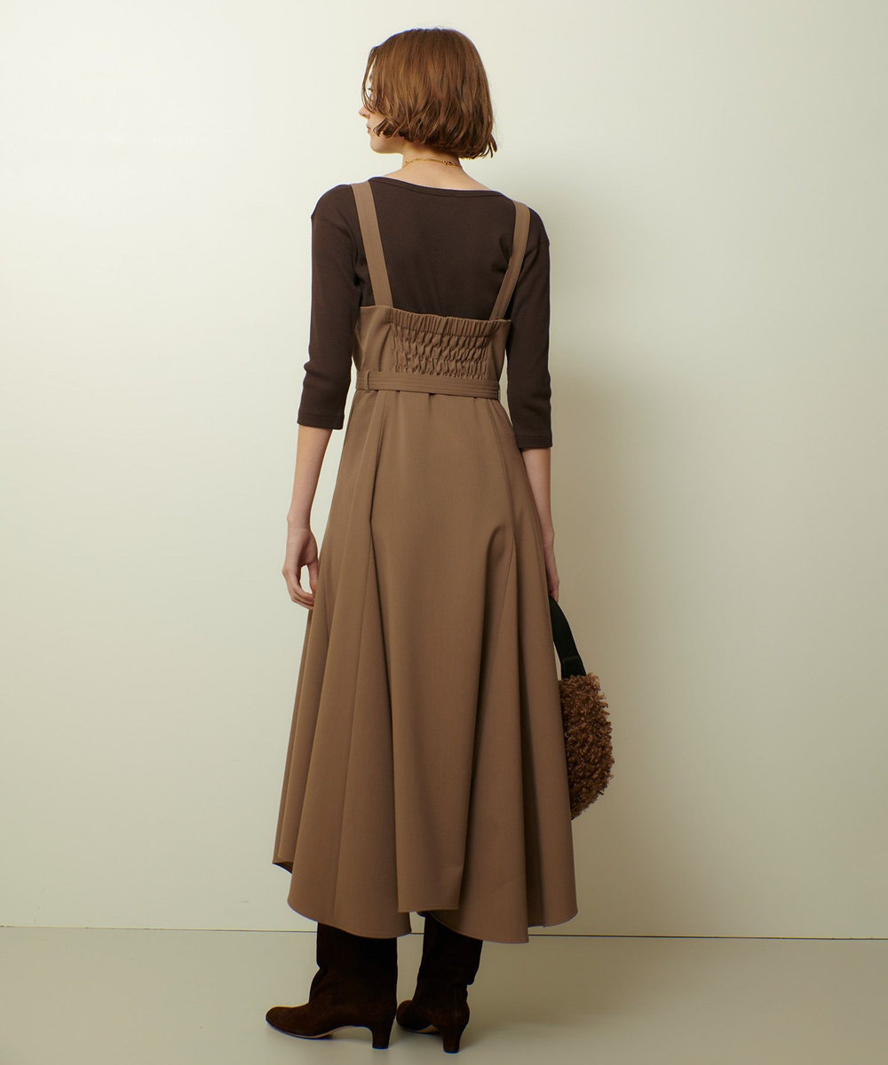 allureville イレギュラーヘムジャンパースカート モカ (85)