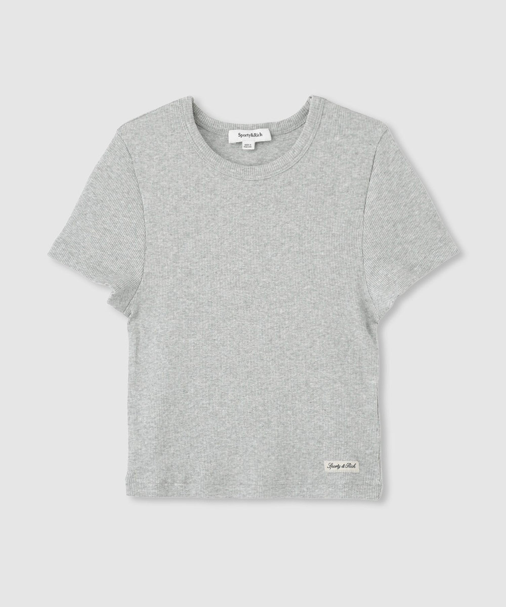 buying 【SPORTY&RICH(スポーティーアンドリッチ)】LOGO RIBBED BABY TEE ライトグレー (91)
