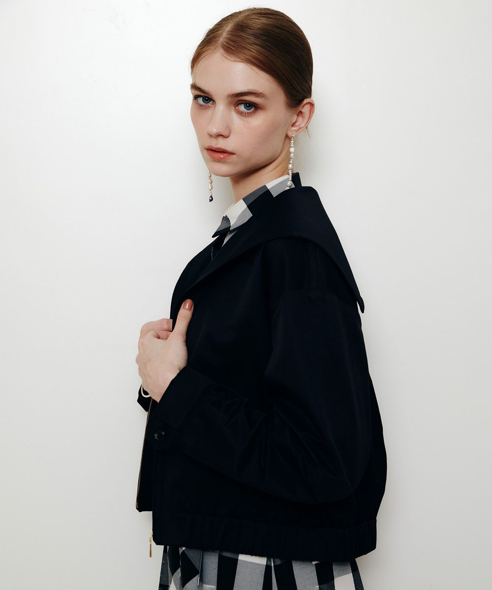 LOULOU WILLOUGHBY 【LOULOU WILLOUGHBY】シャンブレーツイルマリンブルゾン ブラック (95)
