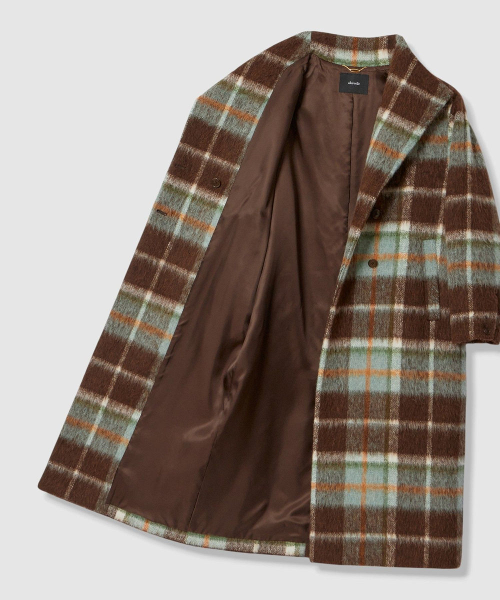 allureville シャギーチェックベルテッドコート ブラウン系 (88)